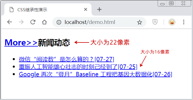 HTML 代码页面效果