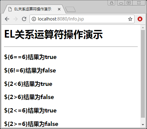 EL关系运算符的操作演示