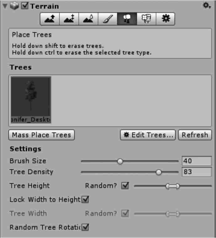 添加树木模型界面