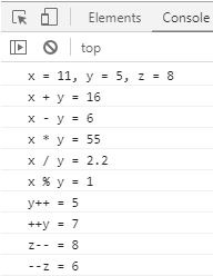 算术运算表达式结果