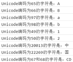 根据Unicode编码获取字符