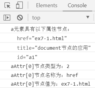 操作属性节点的结果